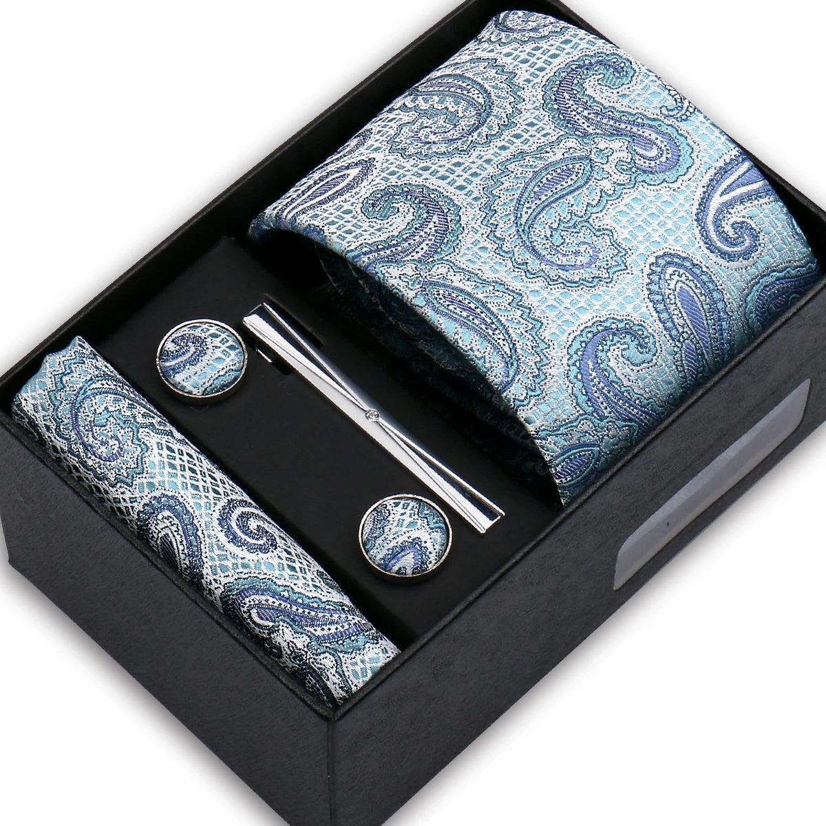 Classic Mens Tie Set Paisley Hanky Cufflinks In Gift Box Jacquard Woven Neckties Set For Men Formal Wedding Fashion Accessories