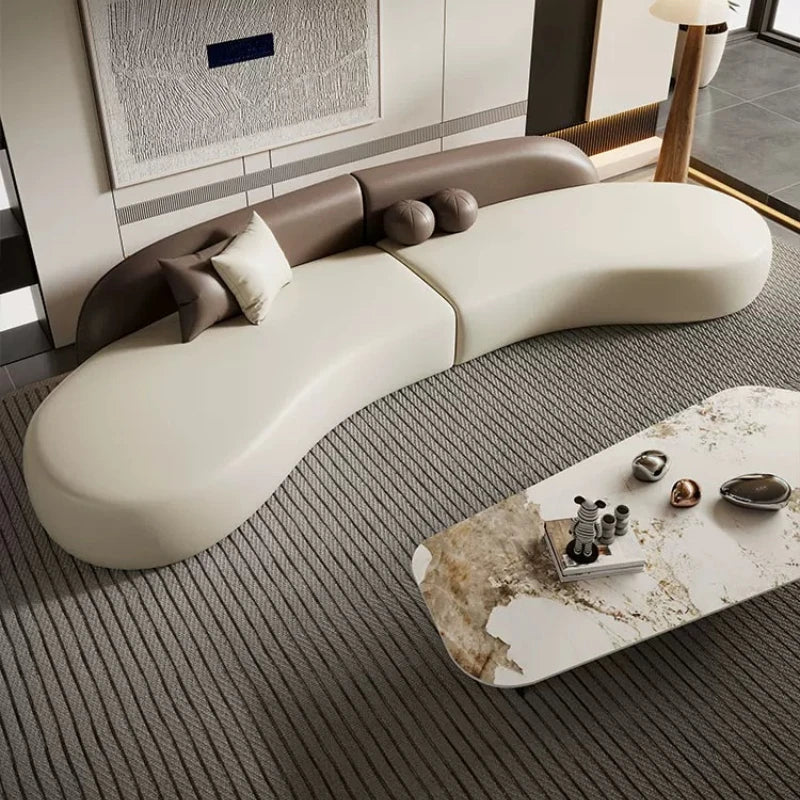 Italian Luxury Curved Sofa Modern Simple Hotel Homestay Lounge Office Sofa Designer Office Furniture أثاث مكتبات FYOS