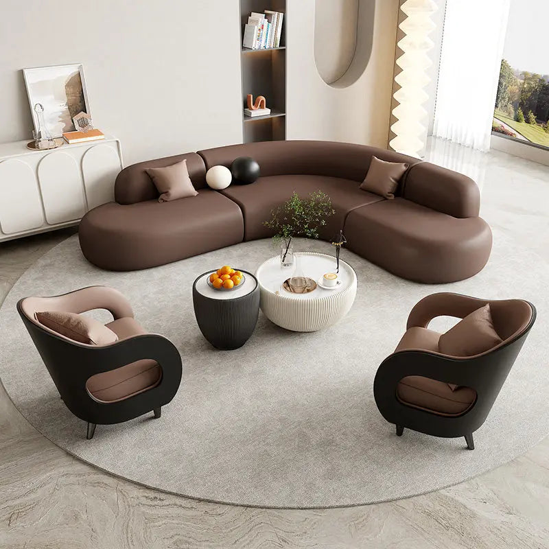 Italian Minimalist Office Sofa Modern High-end Living Room Corner L-shaped Reception Sofa Guest Area Office Furniture FYOS