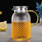 JUSTINLAU Cold Water Jug Heat-resistant Glass Teapot Large Capacity Rice Grain Pattern Boil Water Kettle for Kitchen and Dining