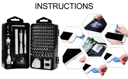 115 in 1 Multifunctional Screwdriver Set Electronic Repair Tools for Computer Phone and Household Use Insulation Screwdriver Kit