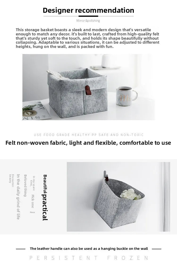1-5PCS Desktop Organizer Basket Felt Storage Bin for Snacks and Sundries Home Office Desk Tidy Declutter Storage Box
