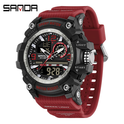 SANDA 3367 Men's Electronic Watch Large Dial Multi Functional Outdoor Waterproof Student Sports Electronic Watch