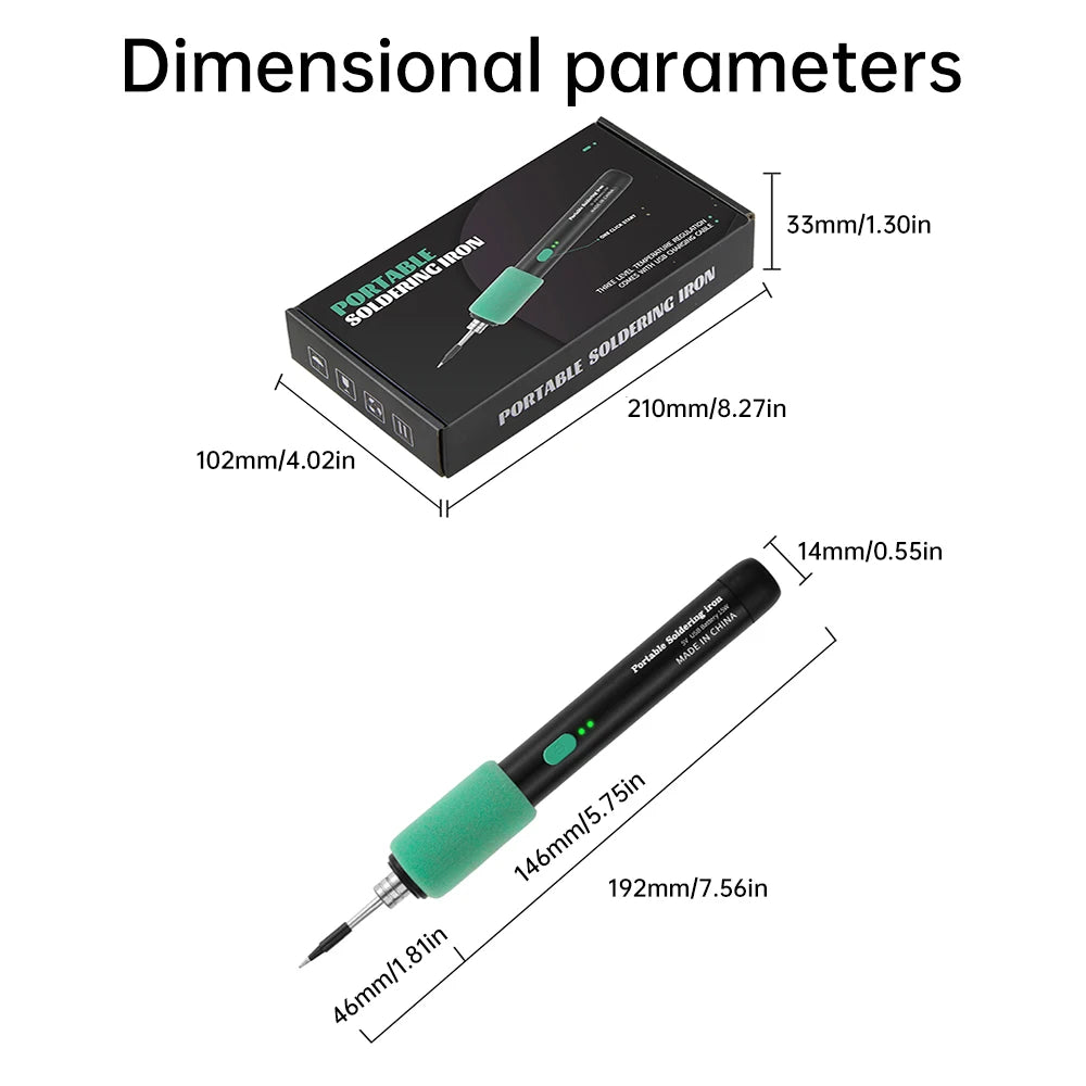 Wireless mini soldering iron with three-level temperature control Type C interface, suitable for maintenance and soldering
