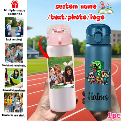 1pc Custom Back to School Game Character Pattern 780ml/26oz Plastic Water Bottle Outdoor Travel Sports Cup