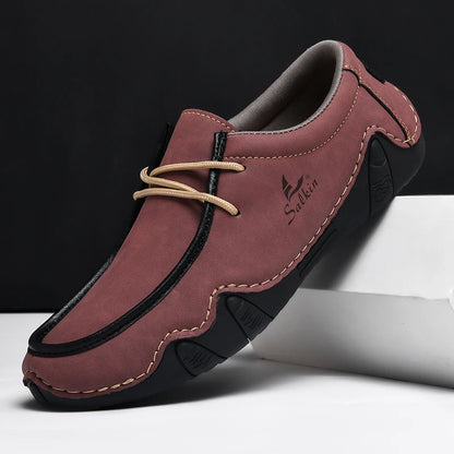Design Sneakers Man Loafers Breathable Low Top Flat Shoes Driving Plus Size New 2026 Fashion Handmade Leather Casual Men Shoes
