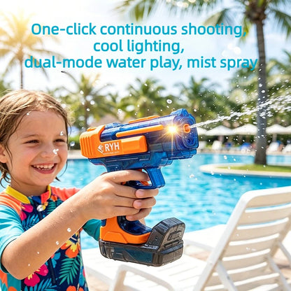 Electric Water Gun with Lights Continuous Firing Squirt Gun Long Range Shooting Watergun Mist Spray Water Pistol Outdoor Toy