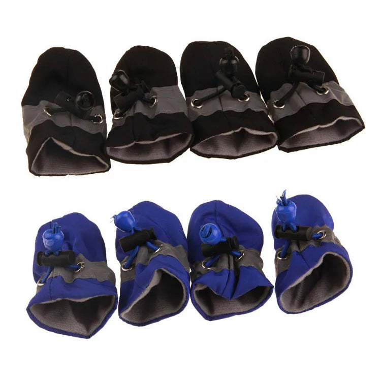 Dog Shoes 4pcs Waterproof Anti-Slip, Winter Warm Boots with Socks, Breathable Soft Pet Outdoor Accessories