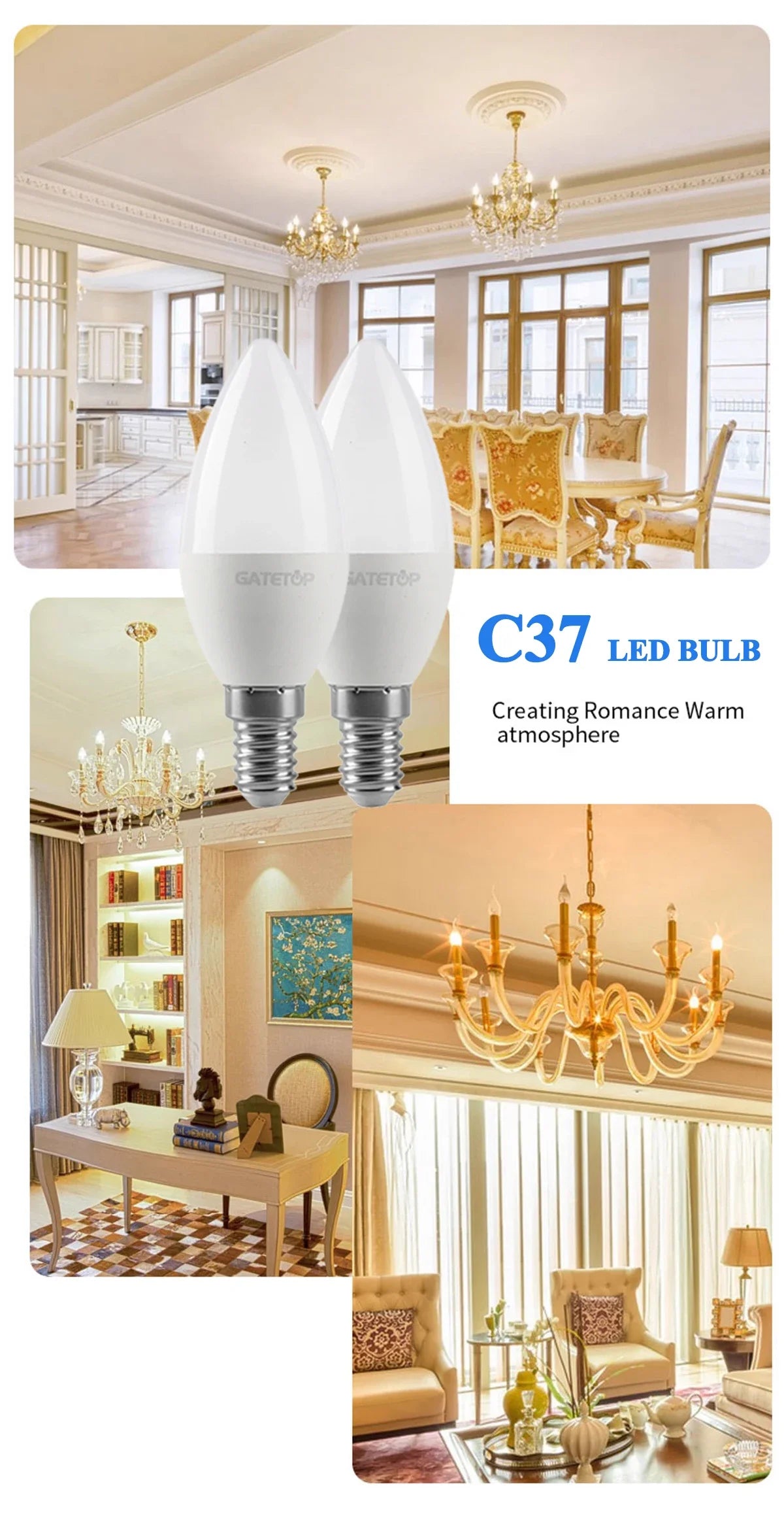 1-10Pack Dimmable GU10 E27 E14 B22 LED Bulb Lamp 220V No flicker Warm white Natural light 3000K 4000K 6000K dimming A60 C37