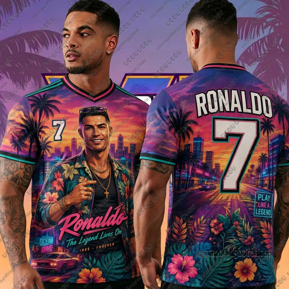 2026 Hot Games GTA 6 Print Football Jerseys For Men No.7 Football Jerseys Hawaii Beach Sports Tshirt GTA 6 T-shirts Man Jerseys