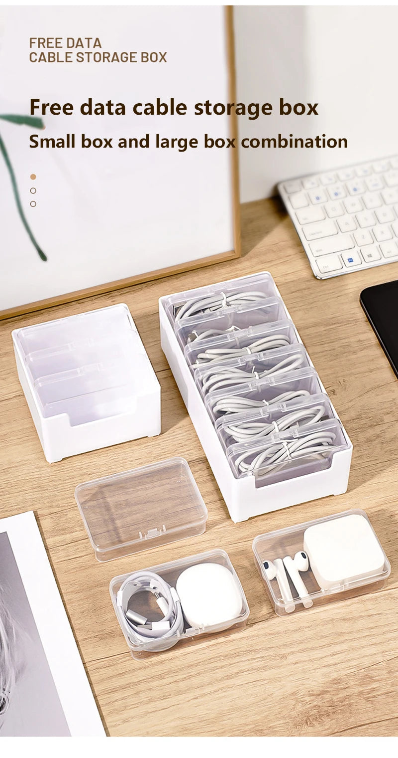 1Set Cable Storage Box Multifunctional Desk Organizer Bag Wire Charging Management Box Jewelry Storage Container For Home Office
