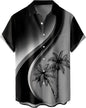 Summer Men's Gradient Sketch Coconut Tree 3D Printed Shirt, Vintage Hawaiian Tropical Quick Drying Loose Shirt