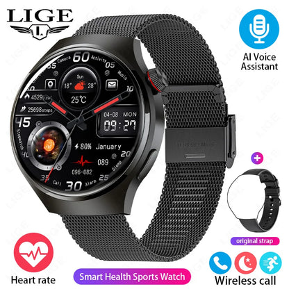 LIGE Men's Smart Watch Outdoor Sports Watches Heart Rate Blood Oxygen Monitoring Motion Trajectory Bluetooth Call Smartwatch