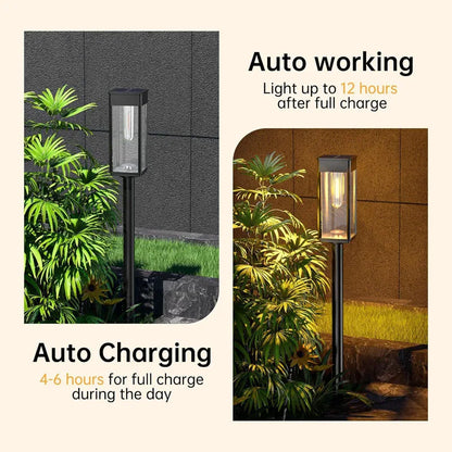 2/4/6Pcs Retro Solar Pathway Warm Lights Outdoor Waterproof Garden Incandescent Bulb for Walkway Yard Backyard Landscape Decor