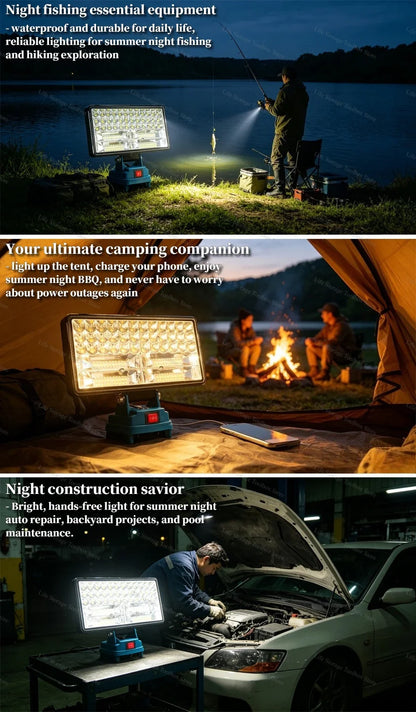90W LED Work Light for Makita 18V Battery LED Spotlight -9000LM Cordless Jobsite Flood Light Construction Work Light USB Charger
