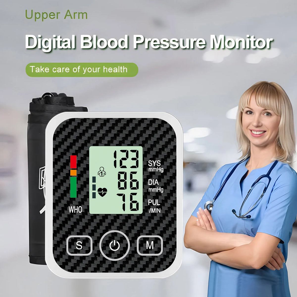 Blood Pressure Monitor Digital Tonometer Upper Arm Blood Pressure Meter Automatic BP Medical Sphygmomanometer Pulse