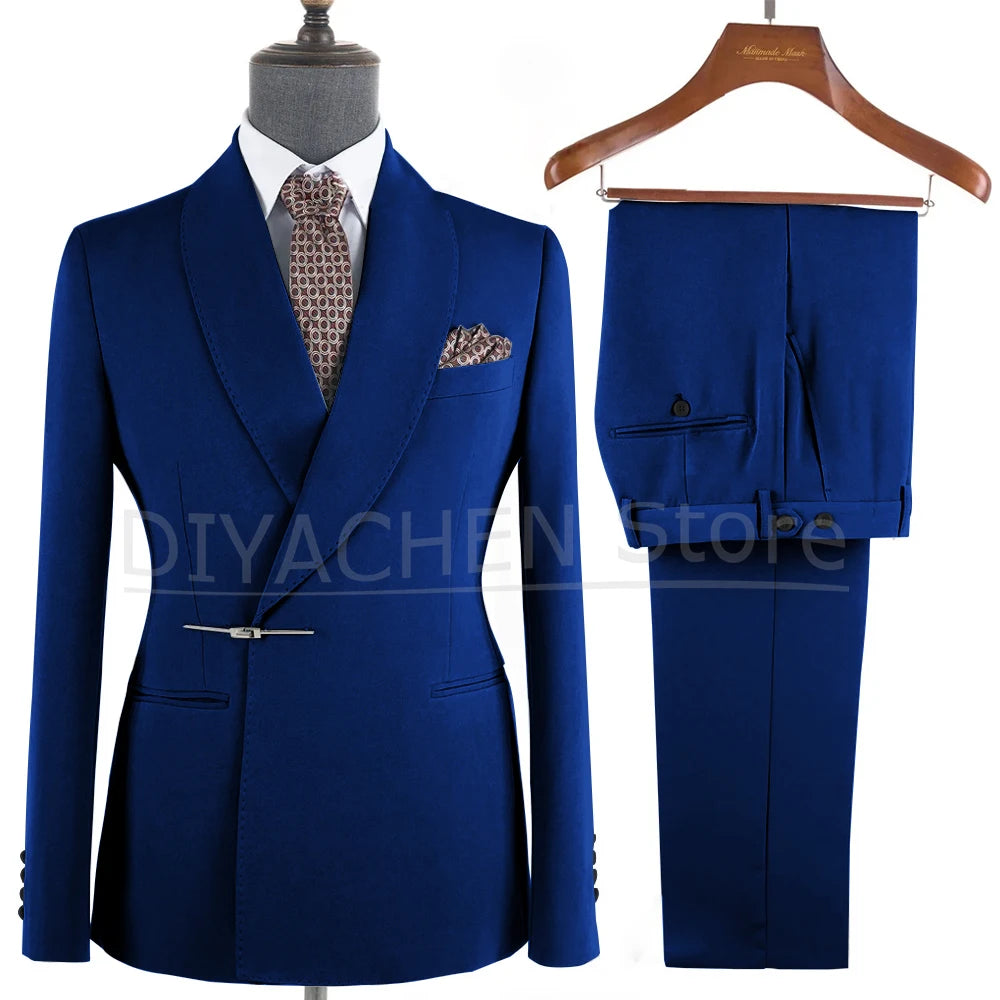 Elegant 2-Piece Men's Suit Slim Fit  Blazer And Pants Set for Wedding Groom Tuxedo Business Party