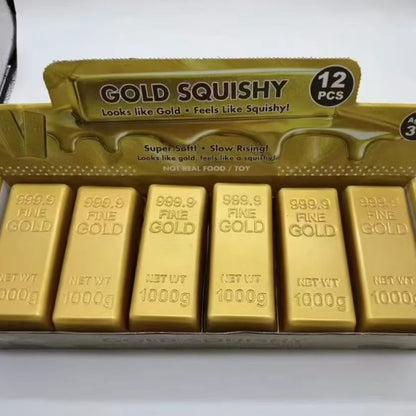 PU Slow Rising Squishy Toy, Realistic Gold Brick Squeeze Stress Relief Decompression Fidget Toy