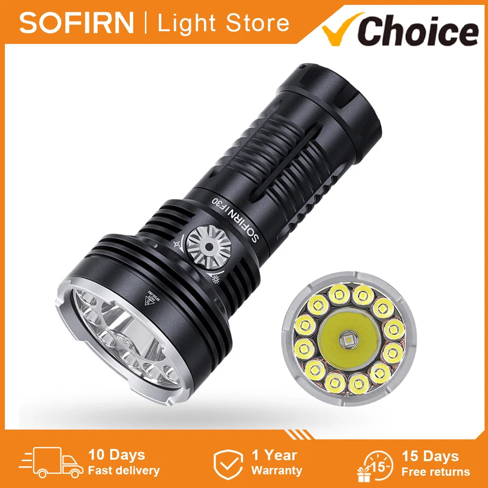 Sofirn IF30 12000lm SFT40 LED Flashlight Powerful 32650 Battery Lanterna USB C Rechargeable Torch Outdoor Light IPX8 Waterproof