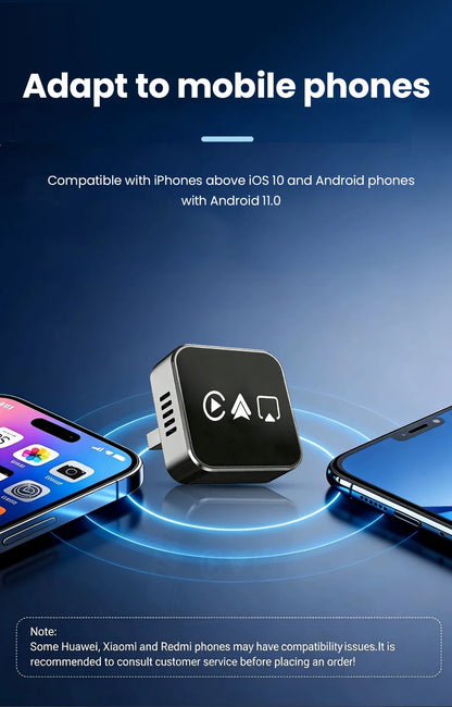CarRocket 2026 4in1 New  Carplay Adapter Wireless Android Auto Mirror Link Smart MiNi AI Box USB Plug and Play Auto Connect WiFi