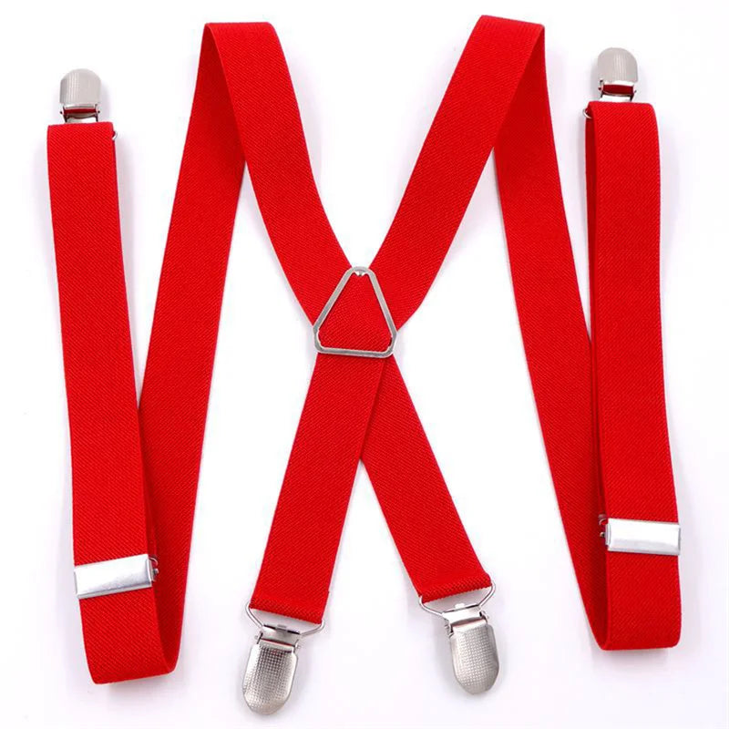 Solid Color Elastic Polyester Suspenders Braces Men Women Black Red Adjustable Straps For Wedding Suit Skirt Accessories Gifts