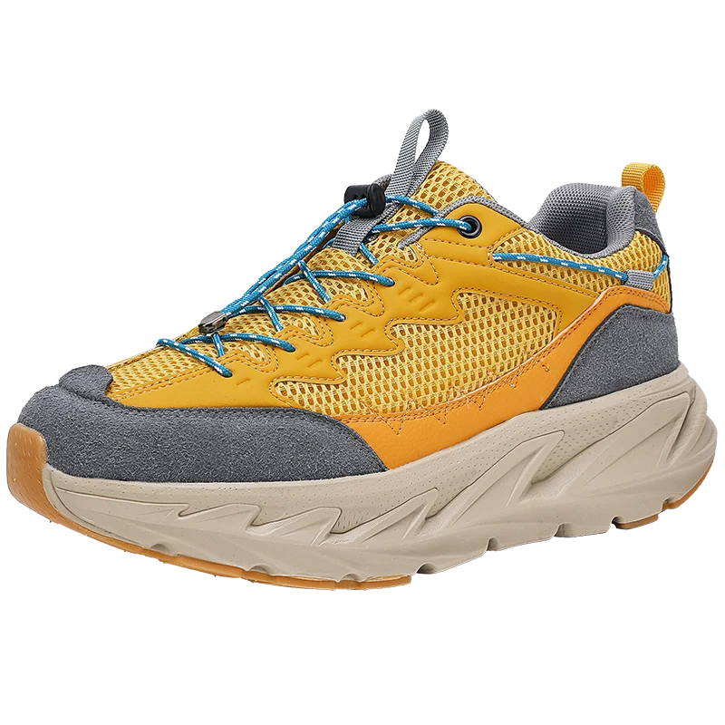 Men's Hiking Shoes Breathable Mesh Leather Upper Non-slip Rubber Sole Outdoor Casual Trekking Walking Shoes Size 39-45