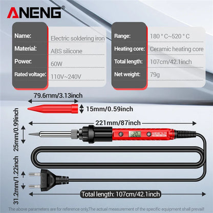Electric Soldering IronANENG SL105 Digital Display Adjustable Temperature SL104 Adjustment Knob Professional Welding Repair Tool