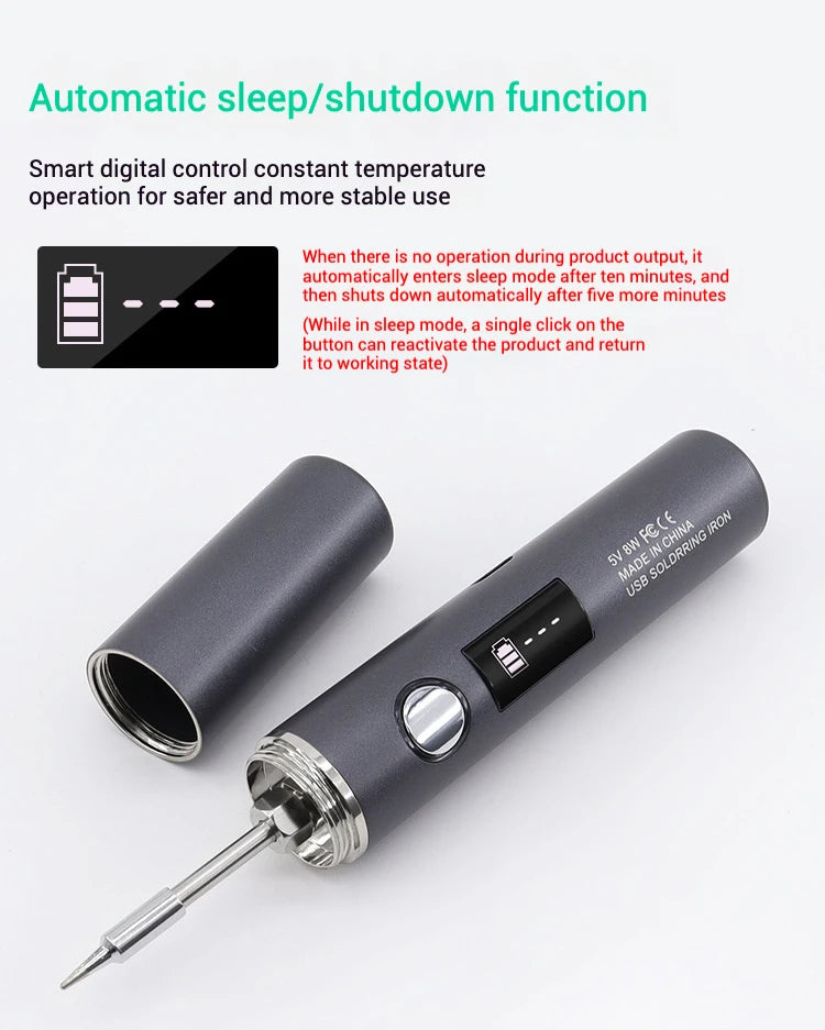 1400mah USB Soldering Iron Wireless Charging Electric Soldering Iron Fast Charging Rechargeable Portable Repair Welding Tools