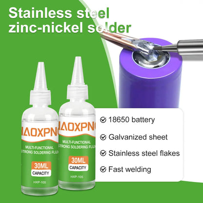 Multi functional strong soldering flux suitable for metals such as stainless steel, copper, iron, nickel, galvanized sheet, etc