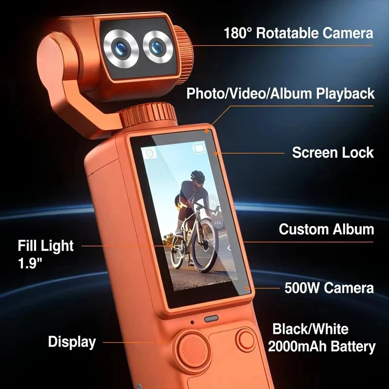 4K Hd Wifi Sports Wearable Camera Hold In Hand Travel Bicycle Driver Recorder Mini Sports Cam For Motorcycle and Vlogging