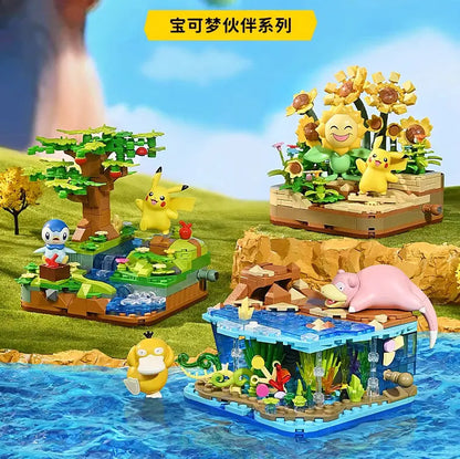Pokemon Cartoon Pikachu Building Blocks Bulbasaur Toy Children's Assembled Model Pet Elf Kid Children Gift Compatible With Lego