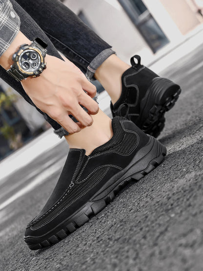 Men's Slip on Loafers Suede Leather Casual Shoes Summer Plus-Size Driving Shoes