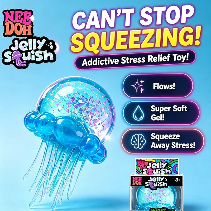 Trending Needoh Fuzz Ball Jellyfish Squishy Blind Box Random Color Soft Stress Relief Toy Cute Relaxing Squeeze Sensory Toy