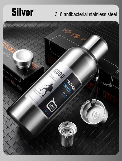 Large Capacity Cold & Hot Thermos Tumbler, Stainless Steel Insulated Water Bottle, Tea Coffee Flask Pot Travel Mug