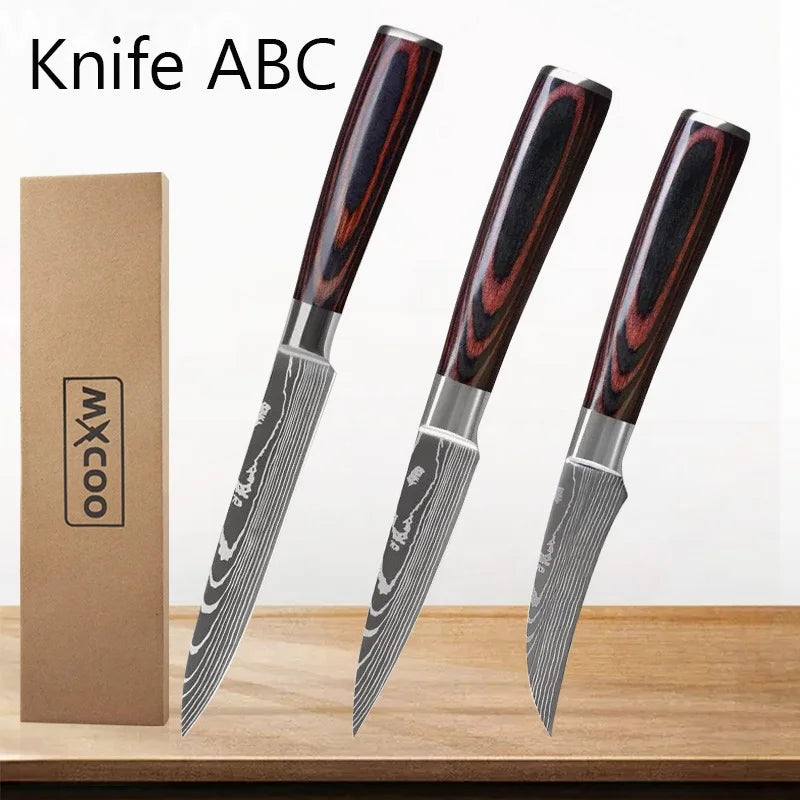 WXCOO Boning Knife Professional Kitchen Knives Stainless Steel Knife Paring Cooking Knives Fruit Peeling Meat Cleaver Knife