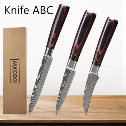 WXCOO Boning Knife Professional Kitchen Knives Stainless Steel Knife Paring Cooking Knives Fruit Peeling Meat Cleaver Knife
