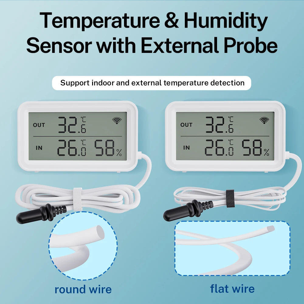 Tuya WiFi Zigbee Temperature Humidity Sensor With External Probe for Smart Home APP Remote Control Work with Yandex Alexa
