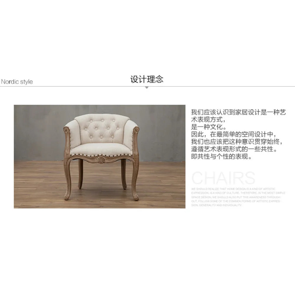 Leisure Sofa Chair, Solid Wood Antique Dining Chair, European Hotel Dining Chair, Living Room Leisure Sofa,Support Customization