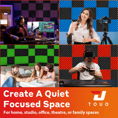 TOUO Acoustic Foam Fireproof Soundproofing Sponge 6/12/24/48 Pcs Egg Crate Soundproof Foam Studio Home Sound-absorbing