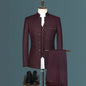 Suit (Blazer+ Vest + Pants) Men's Fashion Gentleman Business Outdoor Standing Collar Gentleman Wedding Work Casual MAO Suit