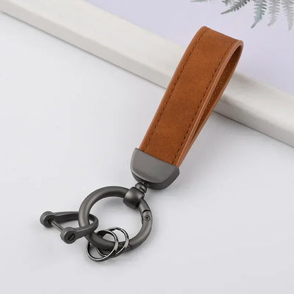 Custom Logo Name Solid Color Keychain Leather Car Business Metal Keyring Head Multi-color Optional Key Buckle Ring Chain Gift