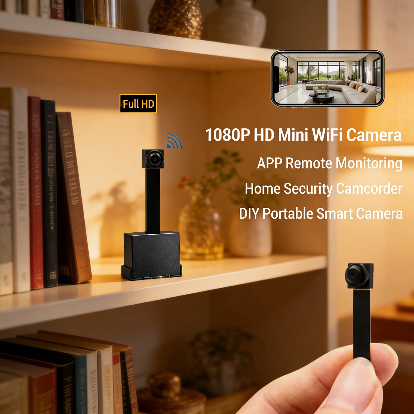 Upgraded Version 4K HD Mini WiFi Camera Supports Remote Viewing Motion Detection Home Nanny Style DIY Camera Supports SD Card