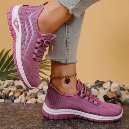 Women's Lightweight Knit Walking Shoes Comfort Breathable Mesh Sneakers with Accent & Anti-Slip Sole，Free shipping