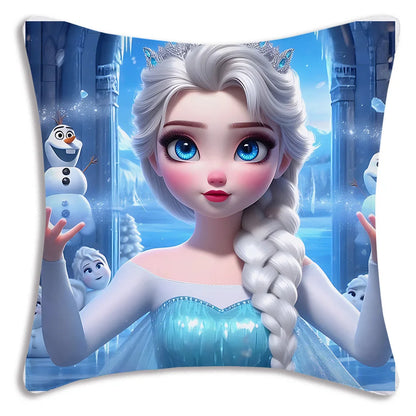 Cute Cartoon Frozens Elsas Pillow Covers Cartoon Sofa Decorative Home Double-sided Printing Short Plush Cute Cushion Cover