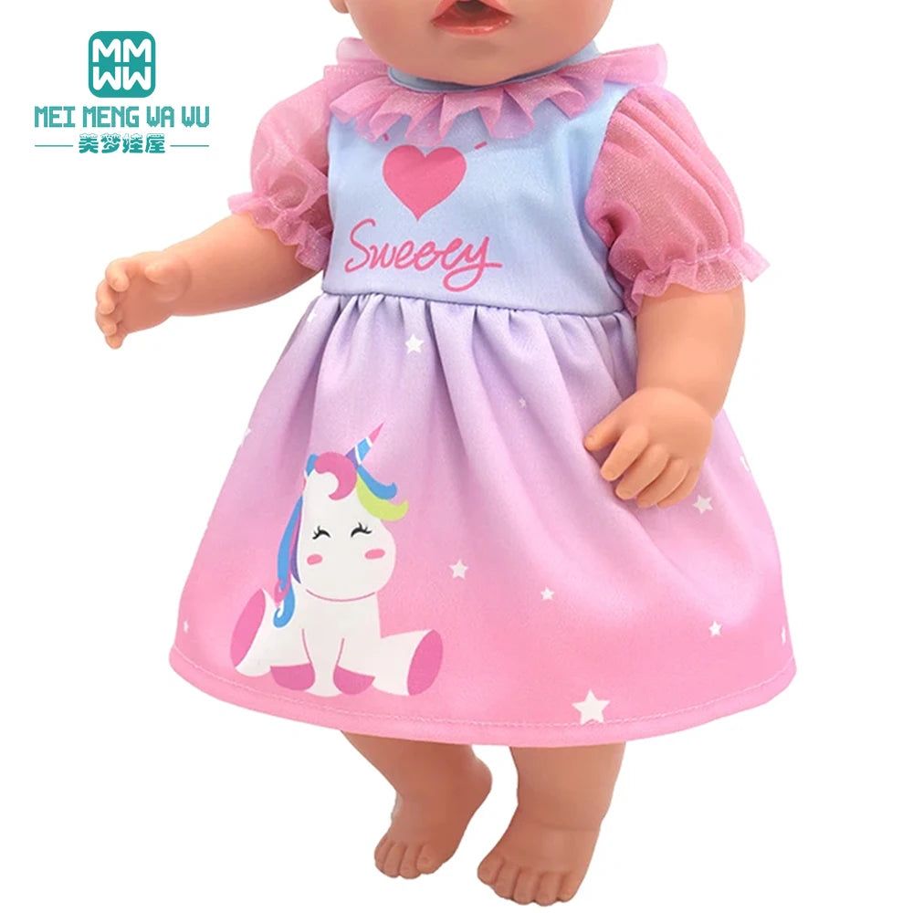 Fits 17-18inch American Doll and New Born Doll Clothes Fashion Dresses, Hooded Jumpsuit, Cardigan Strap Skirts Toys Gifts