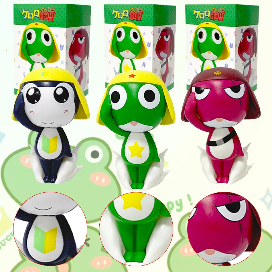 11cm Keroro Gunso Anime Figure - Sergeant, Private Second Class, Corporal I Cute PVC Model, Desktop OrnamentGift & Collectible