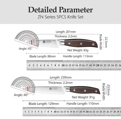 XINZUO 1-5PCS High Quality 3.5+5+8+8+8"  Paring Utility Cleaver Chef Knife Germany 1.4116 Stainless Steel Kitchen Knife Sets
