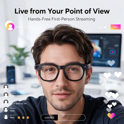 CY03 AI Smart Glasses with Camera 1600x1200 Video Recording Open-Ear Bluetooth 5.3 Headphones Real-time Translation Touch Contro