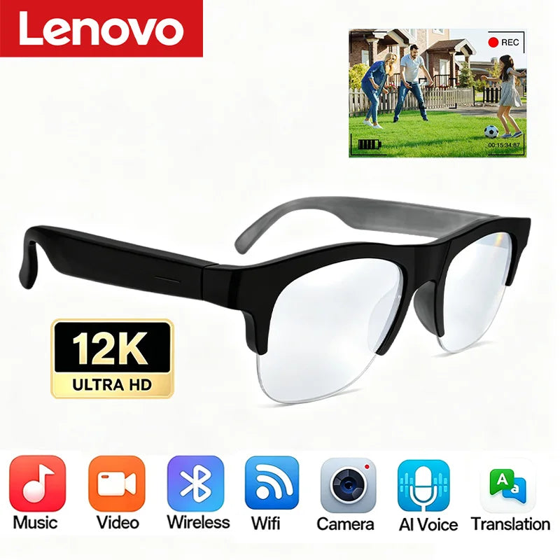 Lenovo AI Smart Glasses Voice Assistant Music Touch Control Bluetooth Call Outdoor Fashion Sunglasses For Men Women 2026 New