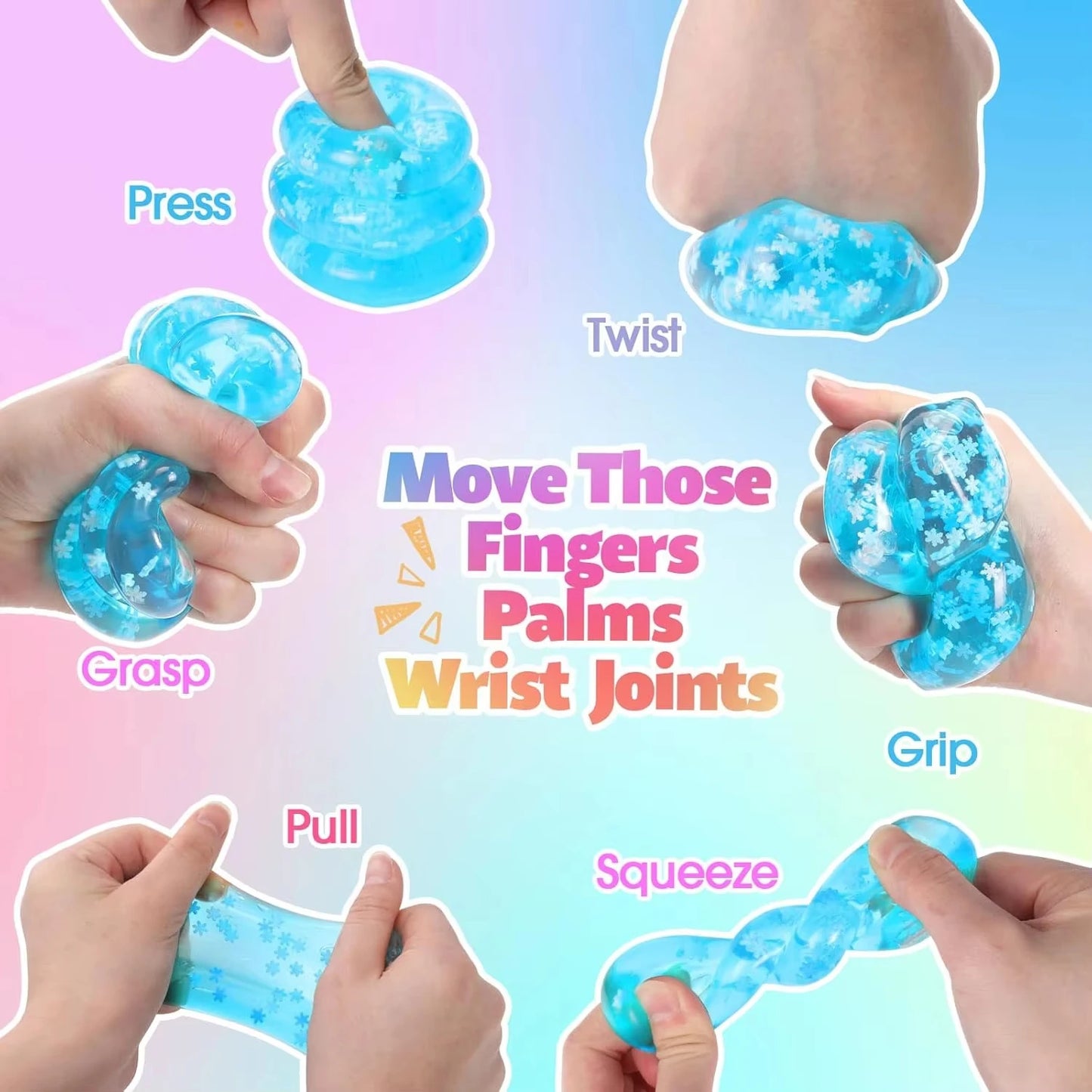 Snowflake Ice Cube Squishy Toys Small Ice Cubes Anti-Stress Colorful Squeeze Toy Super Slow Rebound for Adults Party Favors Gift